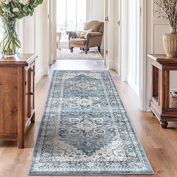 AMADA HOMEFURNISHING 2'6"x8' Washable Area Rug, Low-Profile Entryway Rug - Image 4