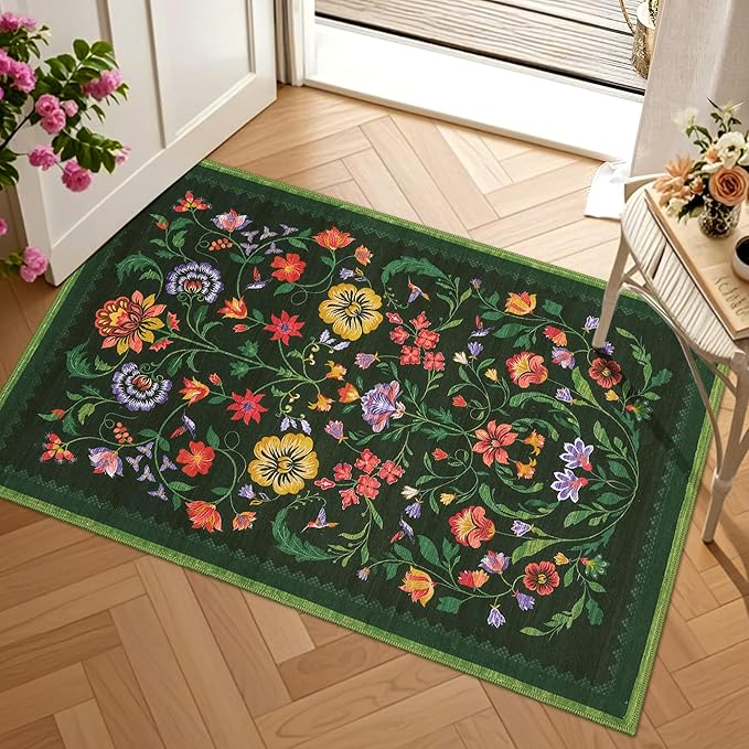 GarveeHome Protea Floral Rug for Entryway 2x3 Rugs Machine Washable Boho Small - Image 8