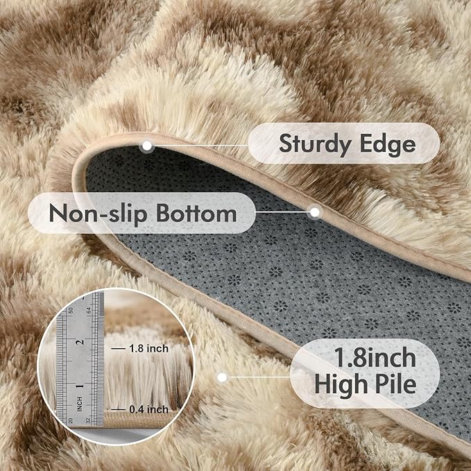 4x6 Ft Shag Area Rug for Bedroom Living Room, Tie-Dyed Ultra Soft Fluffy Furry - Image 5