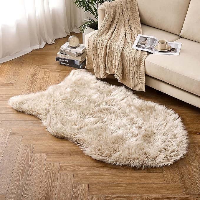 MIULEE Luxury Super Soft Fluffy Area Rug Faux Fur Plush Large Sheepskin Rug - Image 6