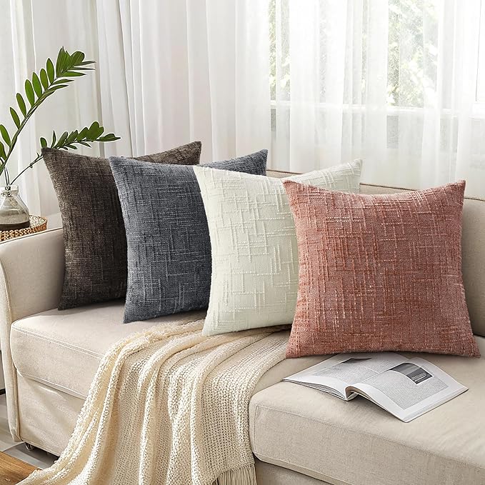 decorUhome Summer Pink Chenille Throw Pillow Covers 16x16 Set of 2 Textured - Image 7