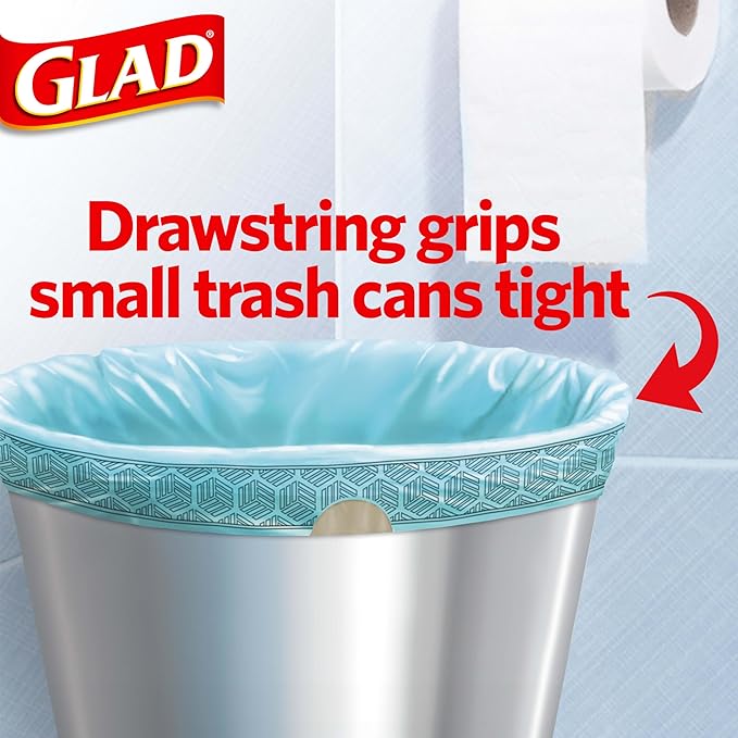 Glad Odorshield Small Drawstring Trash Bags, 4 Gal, Febreze Beachside Breeze - Image 2