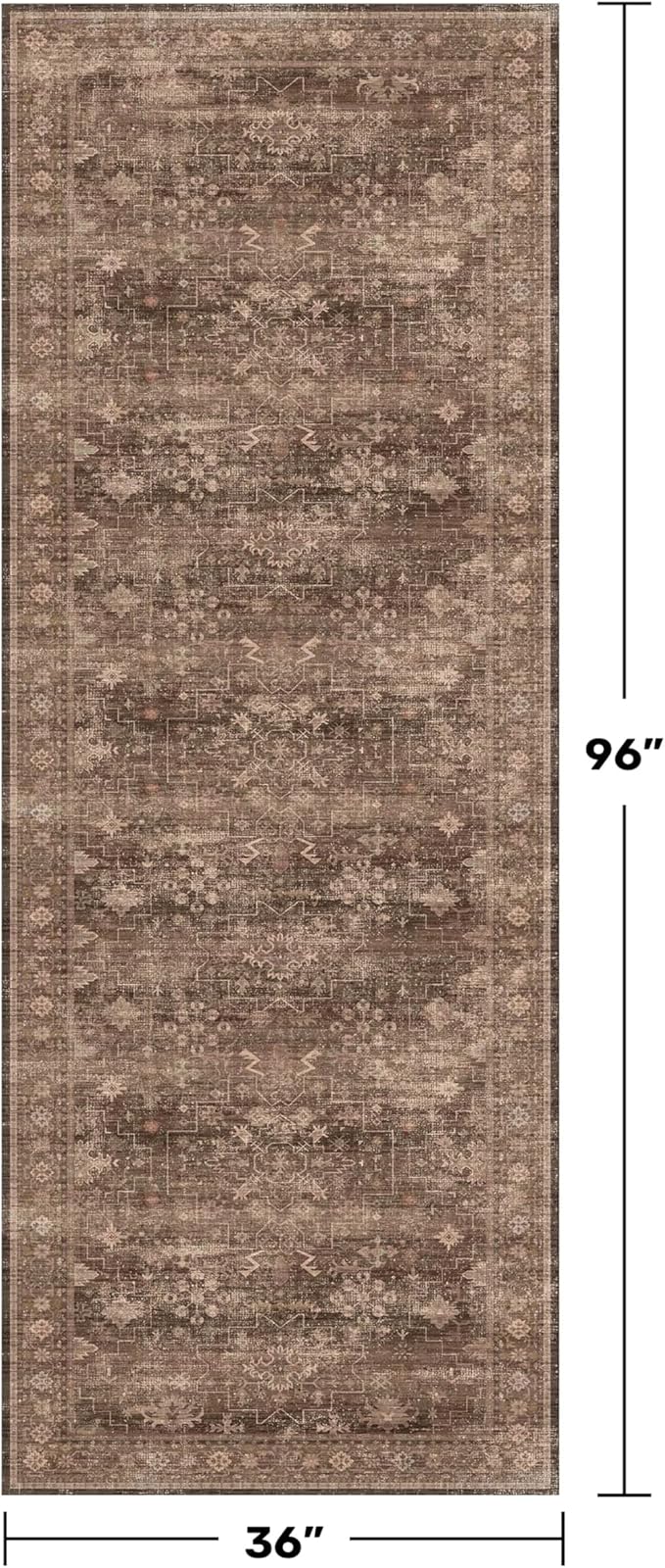 Brown Washable Long Runners for Hallways, 3x8 Wide Kitchen Runner Rug, Entryway