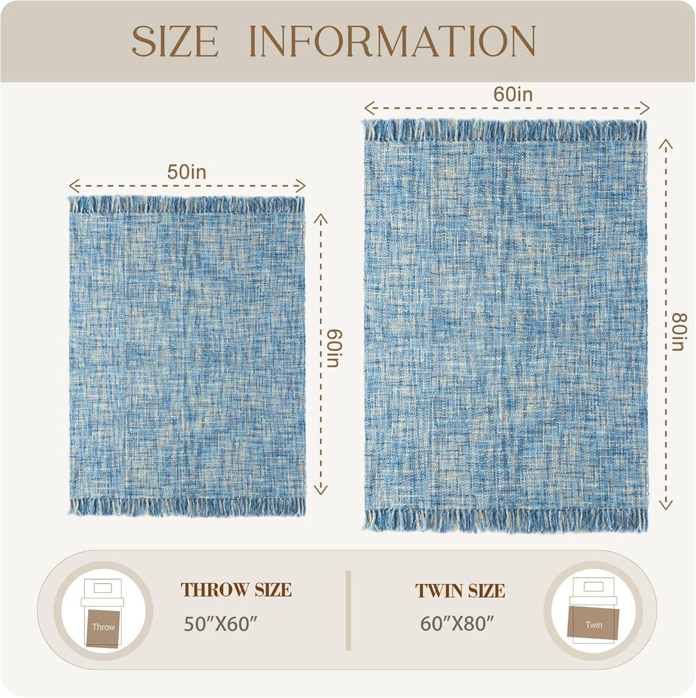 Multi-Color Cable Woven Throw Blanket for Couch - 50"X60"