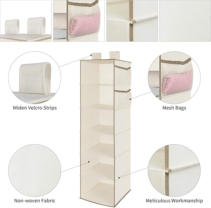 MAX Houser 6 Tier Shelf Hanging Closet Organizer, Closet Hanging Shelf - Image 4