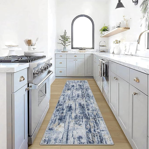 2'6''x8' Runner Rugs Washable Rug: Modern Abstract Hallway Runner Rug Indoor by GENTDRIZZ