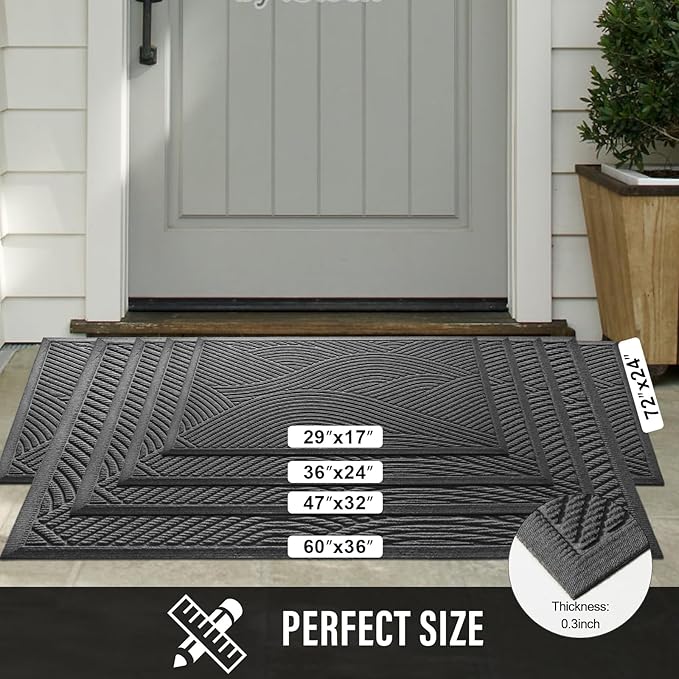 HIYARD Sturdy Front Door Mat, Absorbent Muddy Dirt Resist Welcome Door Mats - Image 2