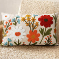 Embroidered Lumbar Pillow Cover 20x12 Inch, Flower Cluster | Decorative Throw Pillow Cover, Floral Farmhouse Cushion Case with Hidden Zipper, Home Decor for Couch, Sofa, Living Room