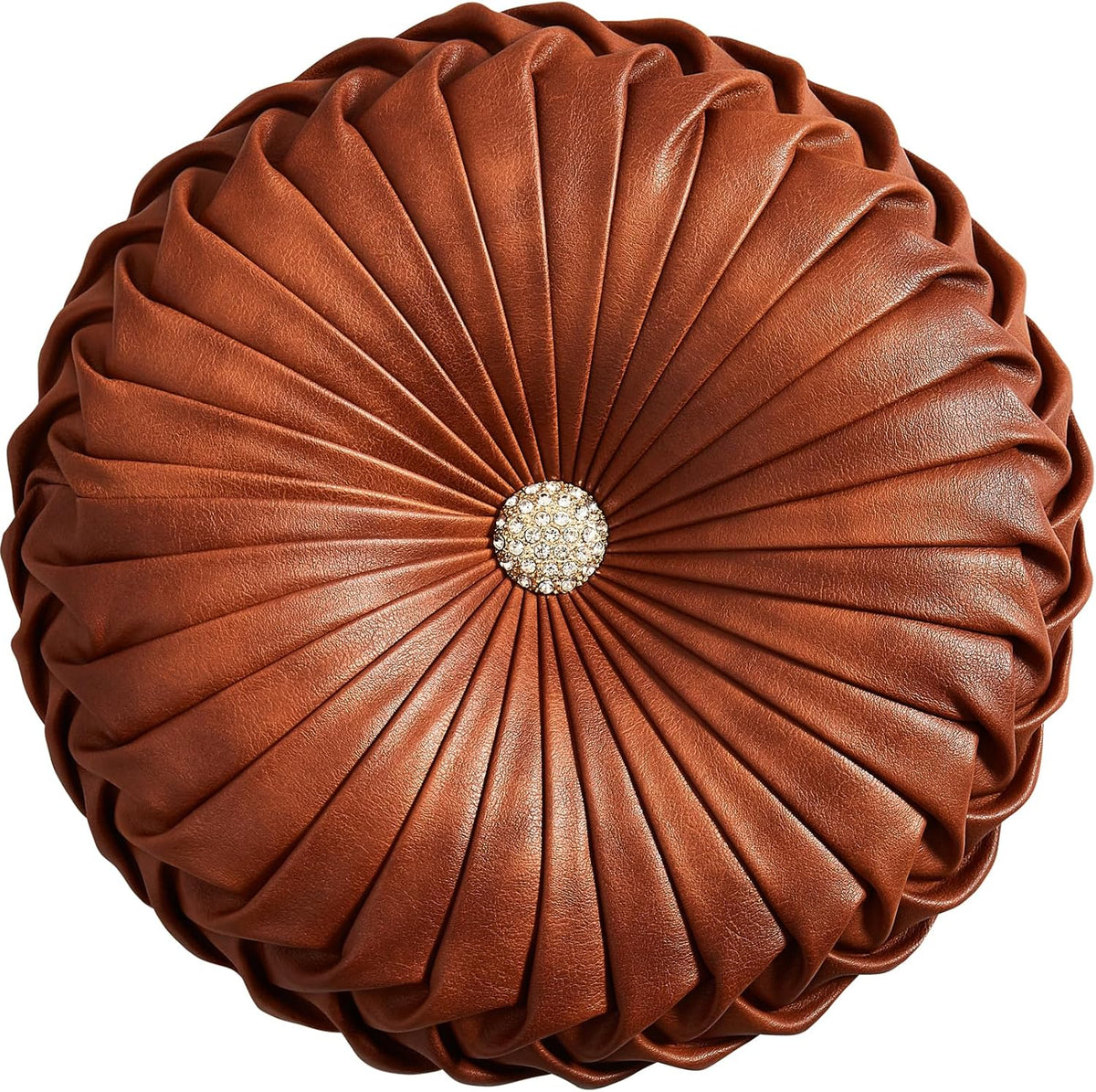 eucior brown round leather pillow,circle pillow,handmade round throw, main product view