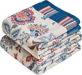 MSGKV Boho Throw Blanket 90"x90" 100% Cotton Floral Blanket by MSGKVHomeTextiles