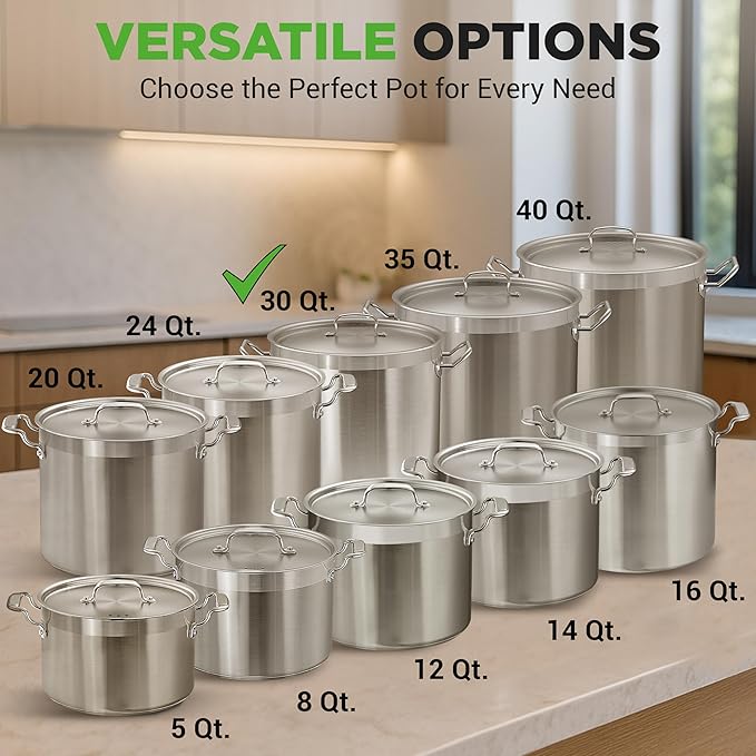 Stainless Steel Cookware Stockpot, 30 Quart Heavy Duty Induction Soup Pot - Image 3