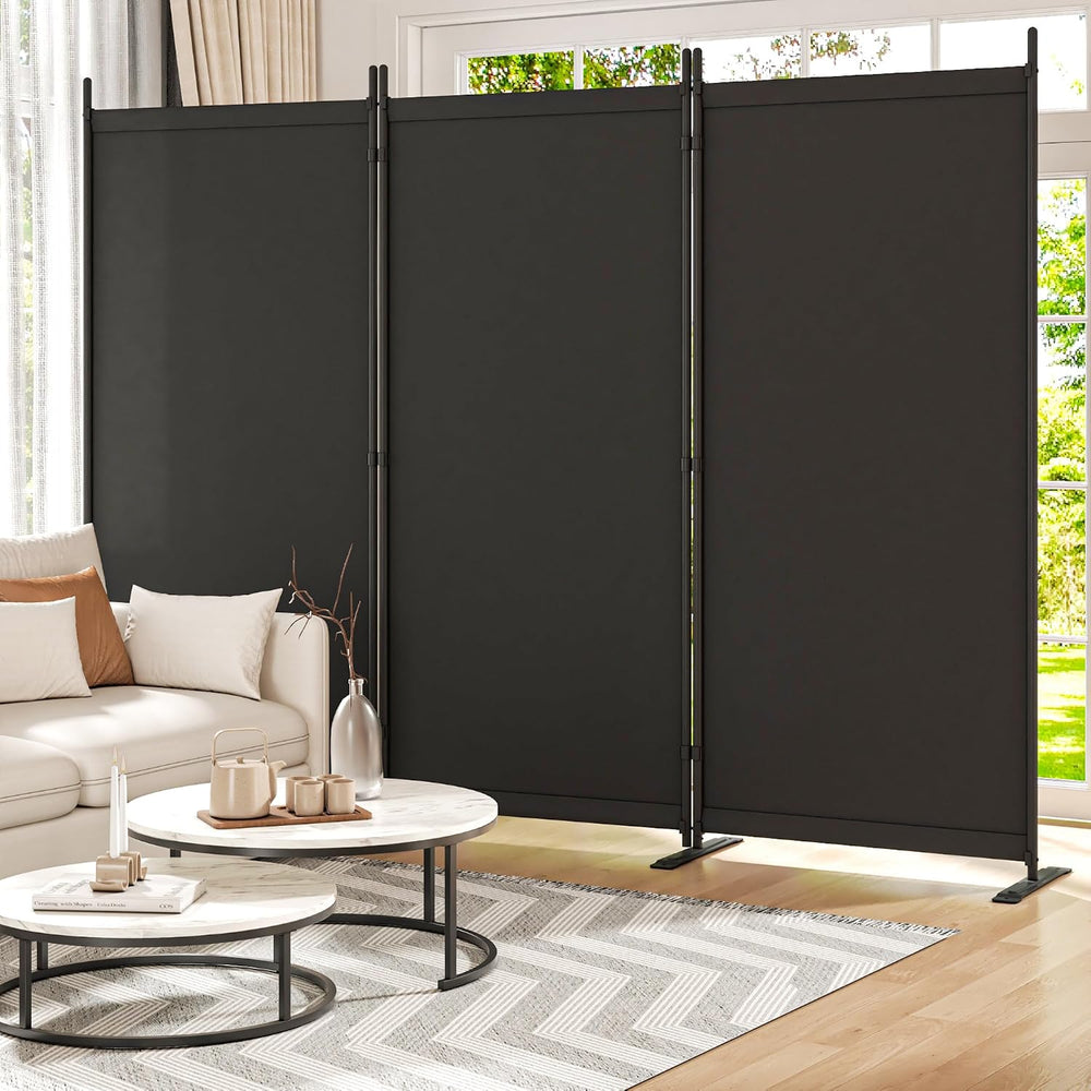 Room Divider 6FT Folding Privacy Screen for Room Separation, 3 Panel, Black