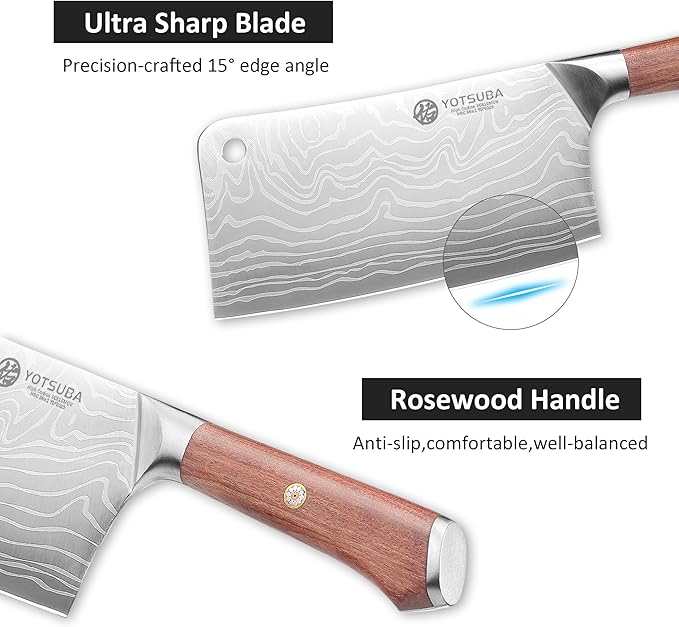 YOTSUBA Cleaver Knife 7 inch Ultra Sharp High Carbon Steel Vegetable Meat - Image 3