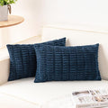 Pack of 2 Corduroy Decorative Throw Pillow Covers 12x20 InchSoft Boho Striped by Unknown