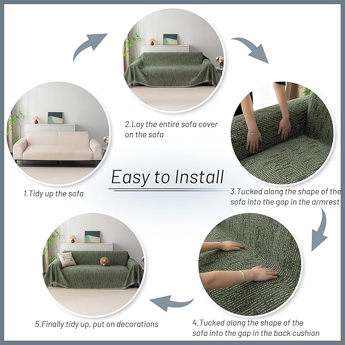 MYSKY HOME Couch Covers for 2 Cushion Couch Sofa, Chenille L Shape Sectional - Image 7