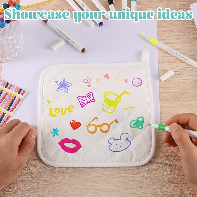 40 Pcs Pot Holder Bulk for Craft Include 16 White Heat Resistant Pot Holders - Image 5