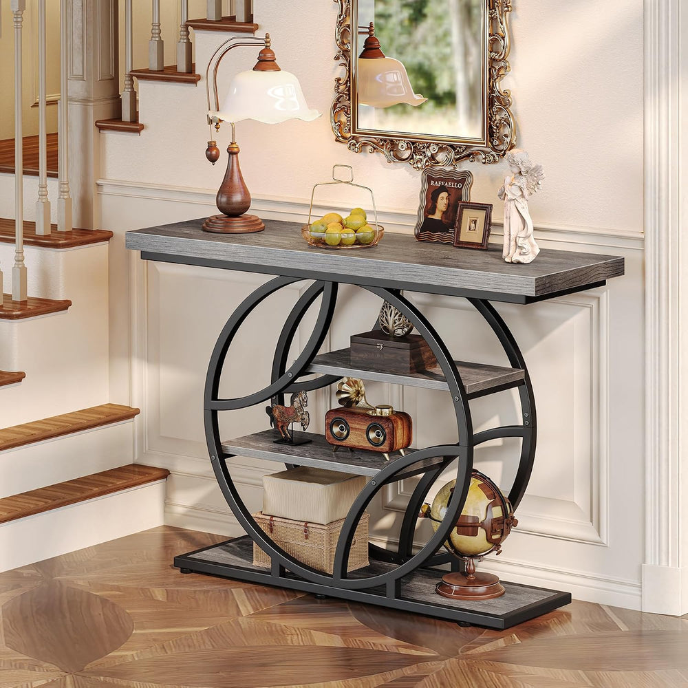 Huuger 41.3 Inch Entryway Table, Console Table with Shelves, Sofa Table