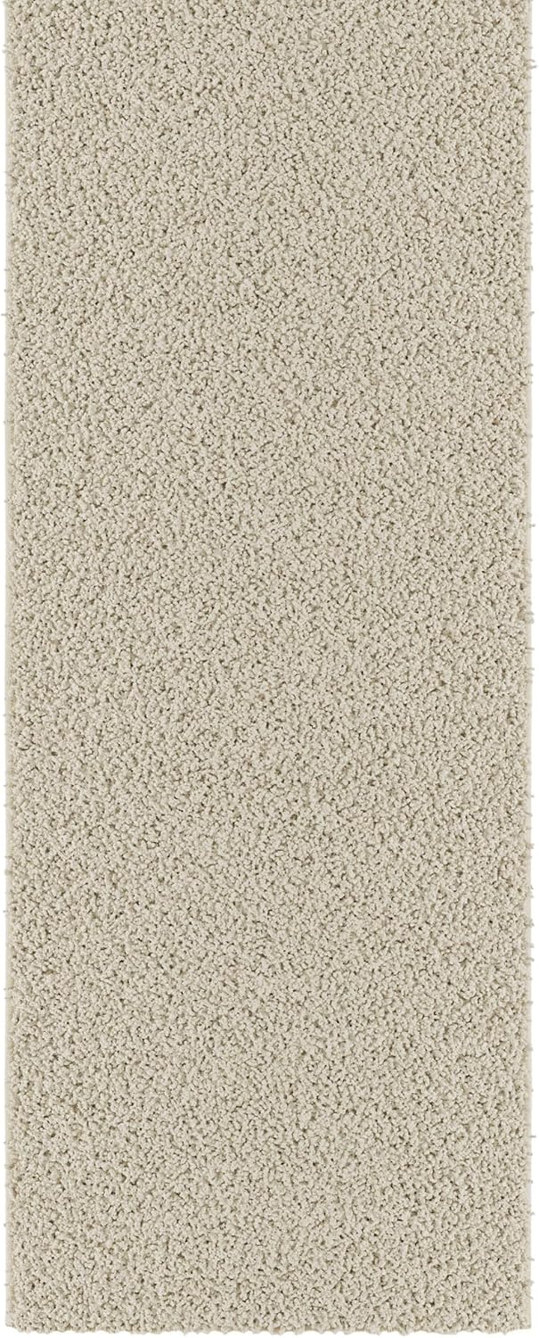 Ottomanson 2' x 6' Shaggy Runner Rug - Plush & Cozy Non-Slip Carpet for Bedroom, Living Room, Bathroom & Entryway - Durable & High-Traffic Friendly for Hallways & Dorms, Cream