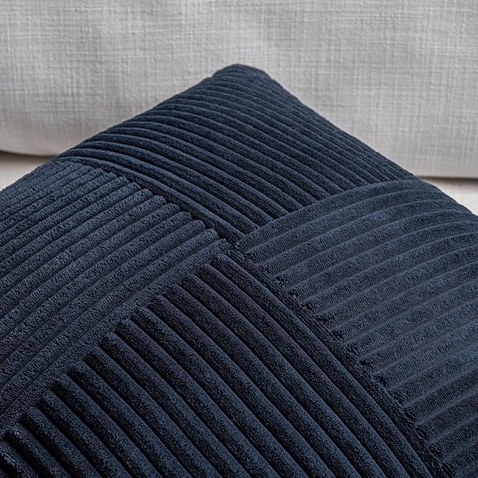 Fancy Homi 2 Packs Navy Blue Lumbar Decorative Throw Pillow Covers 16x26 Inch - Image 3