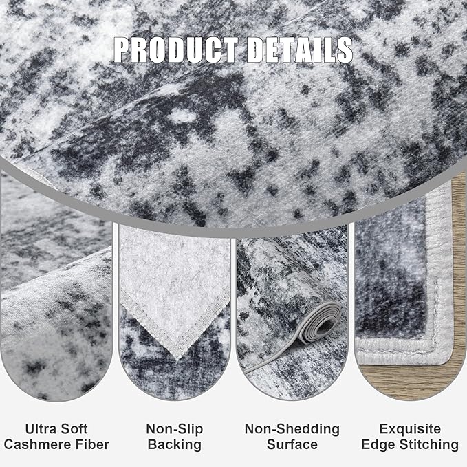 6x9 Area Rug Living Room Rug: Washable Modern Abstract Soft Thin Rug Indoor - Image 6