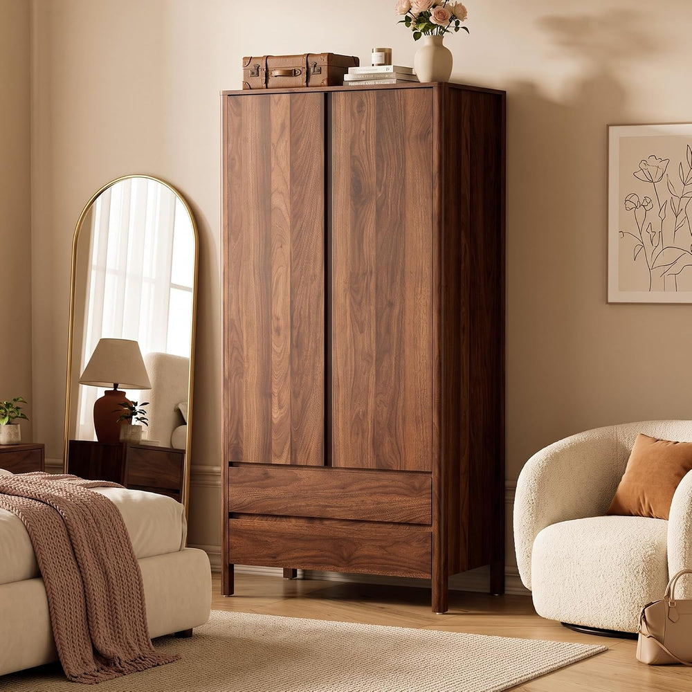 Furniway Armoire Wardrobe Closet, 70.9" Tall Wardrobe Cabinet with 2 Doo...