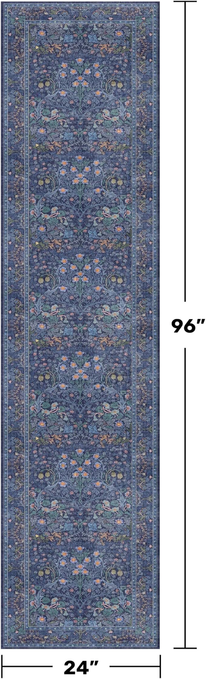Dark Blue 2x8 Kitchen Runner Rugs - 8ft Long Machine Washable Hallway Runner - Image 2