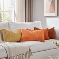 Fancy Homi Set of 4 Burnt Orange Fall Lumbar Decorative Throw Pillow Covers by Fancy+Homi