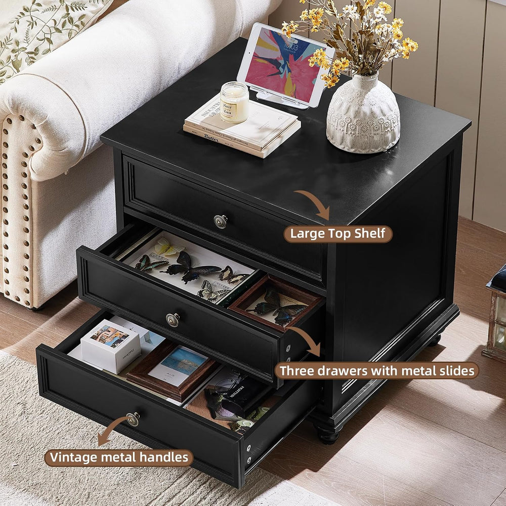 Joaxswe Farmhouse Dresser and Nightstand Sets 3 Piece, Nightstands Set of 2 a...
