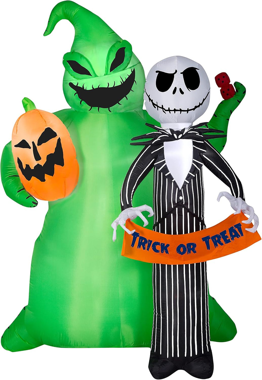 Gemmy Jack Skellington Halloween Inflatable Scene, 6.5 Ft Tall Lighted Nightm...