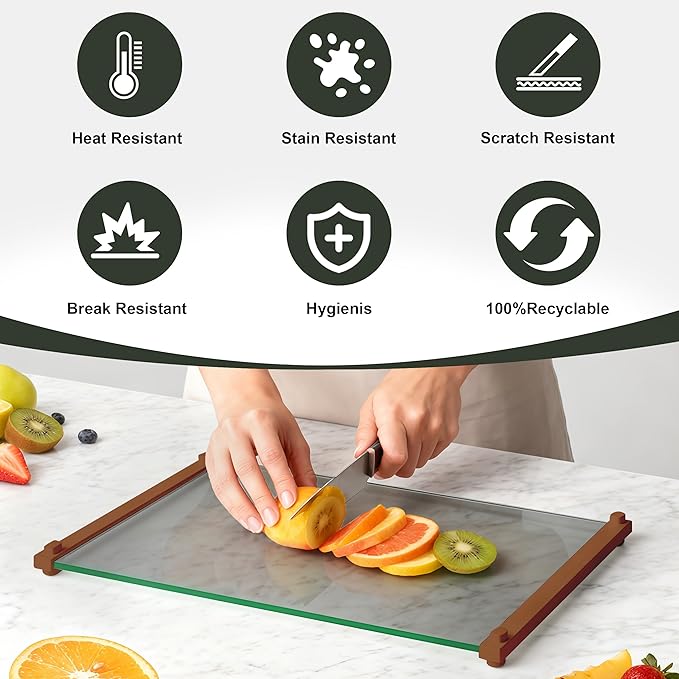 Glass Cutting Boards for Kitchen, European Grey Glass Paired - Image 3