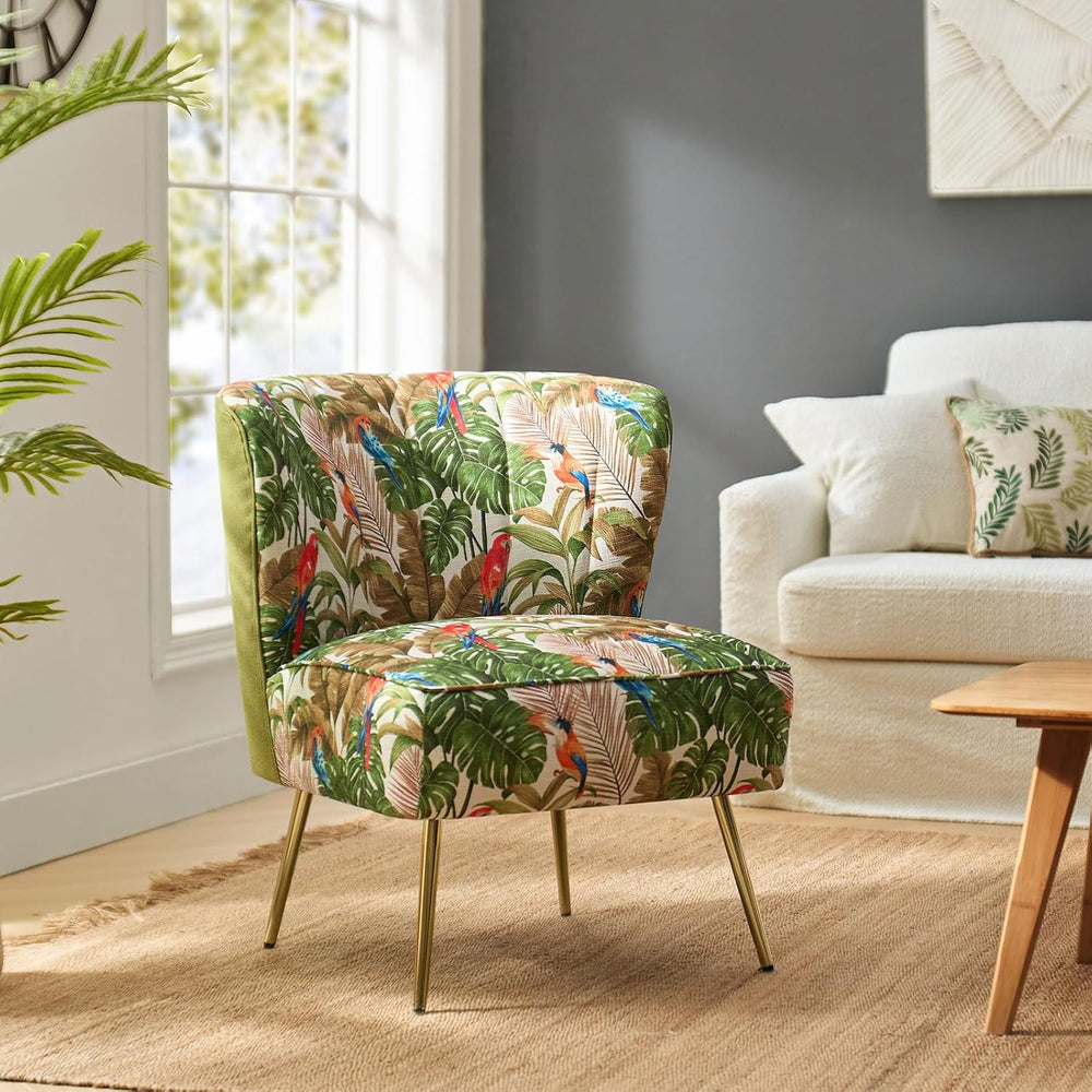 HULALA HOME Accent Chair with Golden Metal Legs, Comfy Tufted Wingback Living...