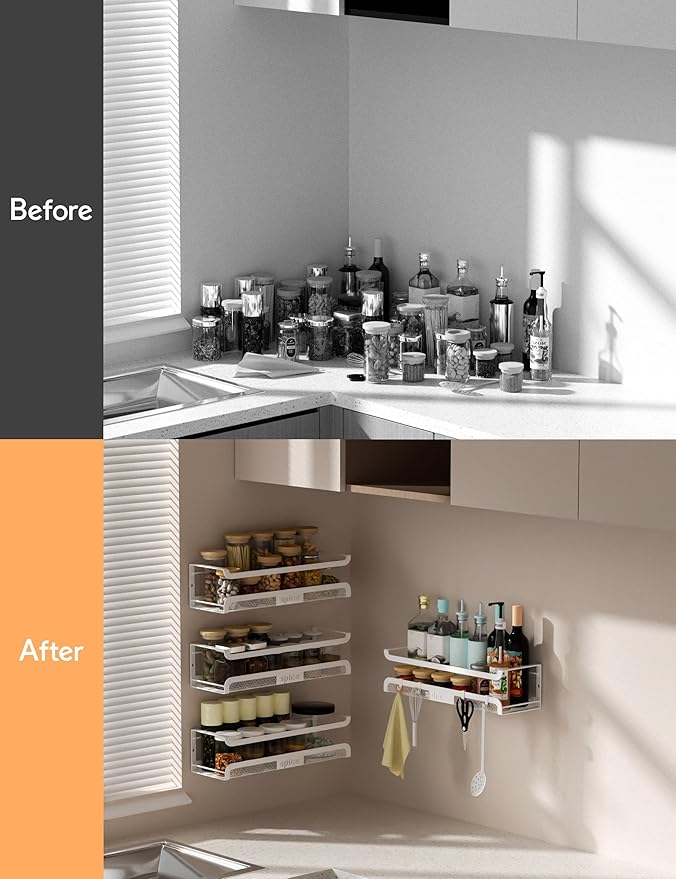 Spice Rack Wall Mount with Hooks - Image 5