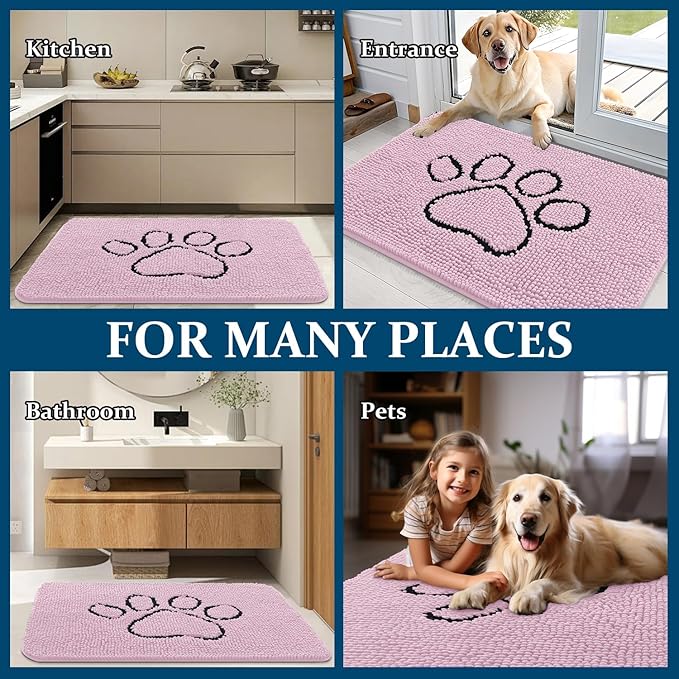 OLANLY Dog Door Mat for Muddy Paws 48x30, Paw Print Design, Absorbs Moisture - Image 8