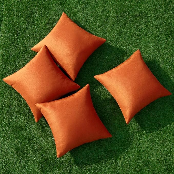 MIULEE Pack of 4 Decorative Outdoor Throw Pillow Covers Linen Waterproof Pillow - Image 4