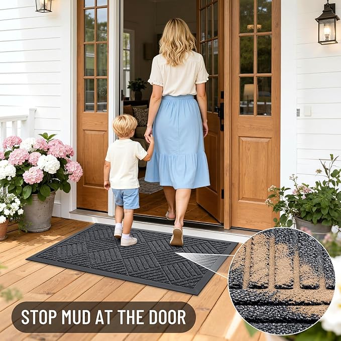 OLANLY Front Door Mat Outside Entrance 35x23, Heavy Duty Sturdy Natural Rubber - Image 6