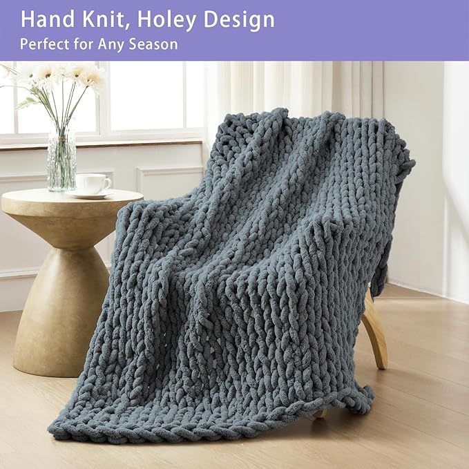 Bigacogo Chunky Knit Throw Blanket - Image 4