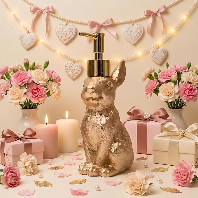 Gold Bunny Soap Dispenser – Vintage Rabbit Hand & Dish Soap Dispenser - Image 7
