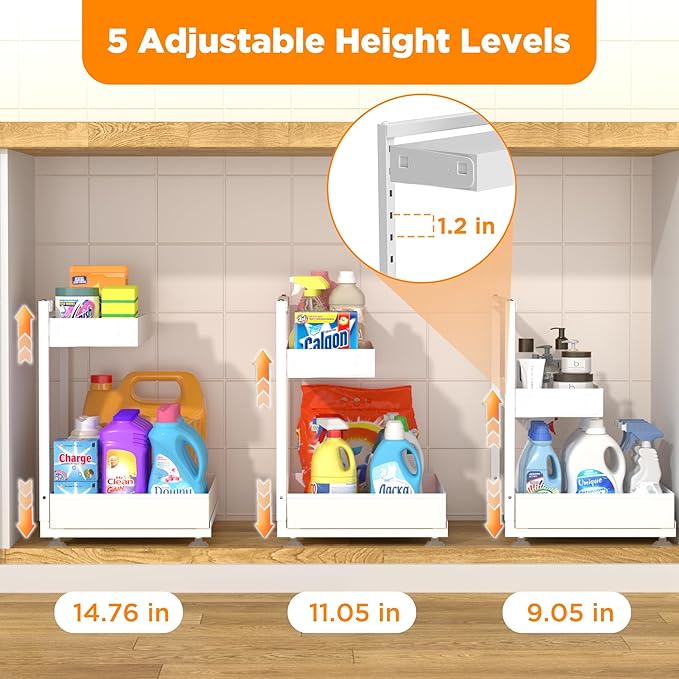 TATAANTY Under Sink Organizer 2 Pack, 2 Tier Metal Under the Sink Storage - Image 5
