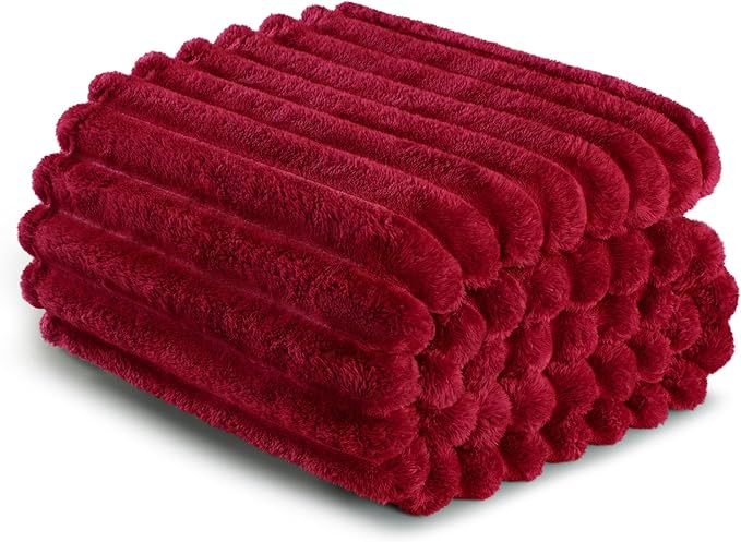 Exclusivo Mezcla Twin Size Flannel Fleece Blanket, Super Soft Striped Jacquard - Image 6