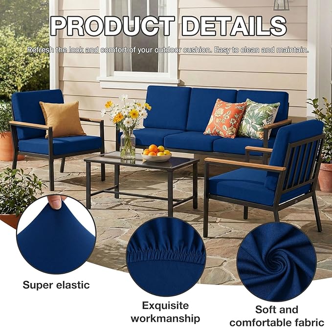 hyha 8Pcs Patio Cushion Covers, Stretch Outdoor Couch Cushion Covers Replacement - Image 3
