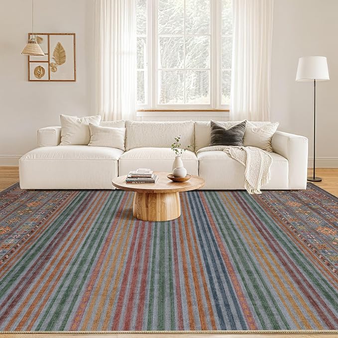 Nakagishi 5X7 Area Rugs Living Room: Washable Large Vintage Rug Neutral - Image 4