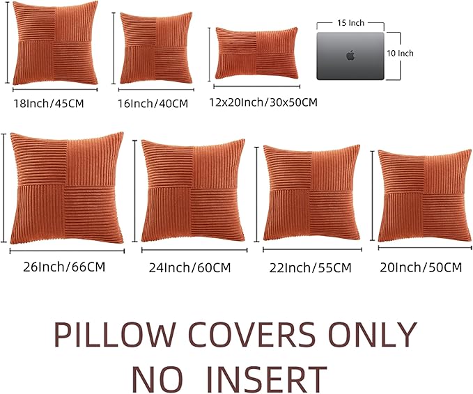 Fancy Homi Set of 2 Burnt Orange Decorative Throw Pillow Covers 24x24 Inch - Image 7