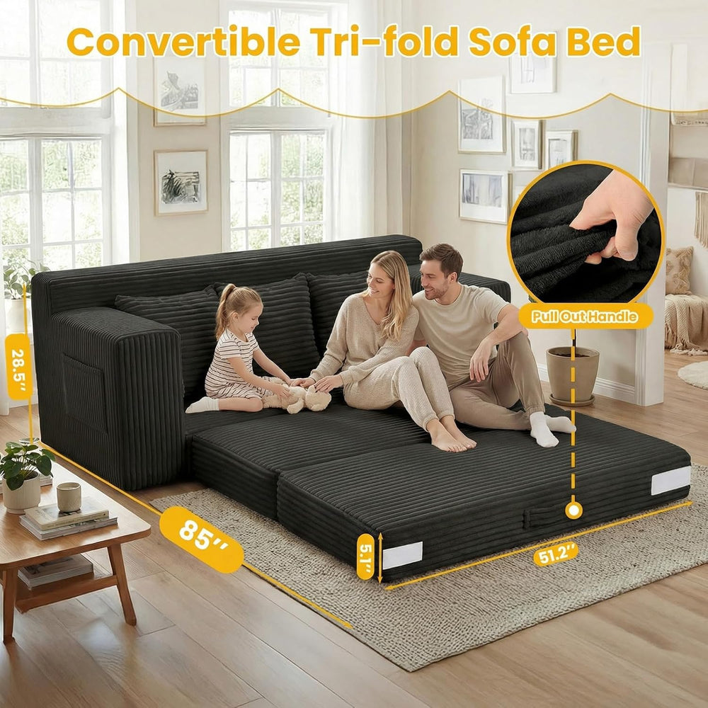 Boneless Couch,3 Seater Boneless Couch Bed – 3-in-1 Convertible Sleeper Sofa ...