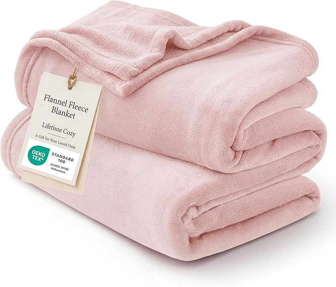 Bedsure GentleSoft Pink Fleece Blankets Queen Size by BEDSURE
