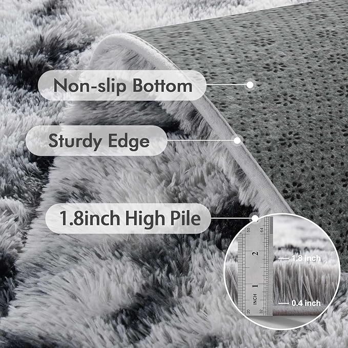8x10 Ft Extra Large Shag Rugs for Living Room, Tie Dyed Ultra Soft Fluffy Furry - Image 5