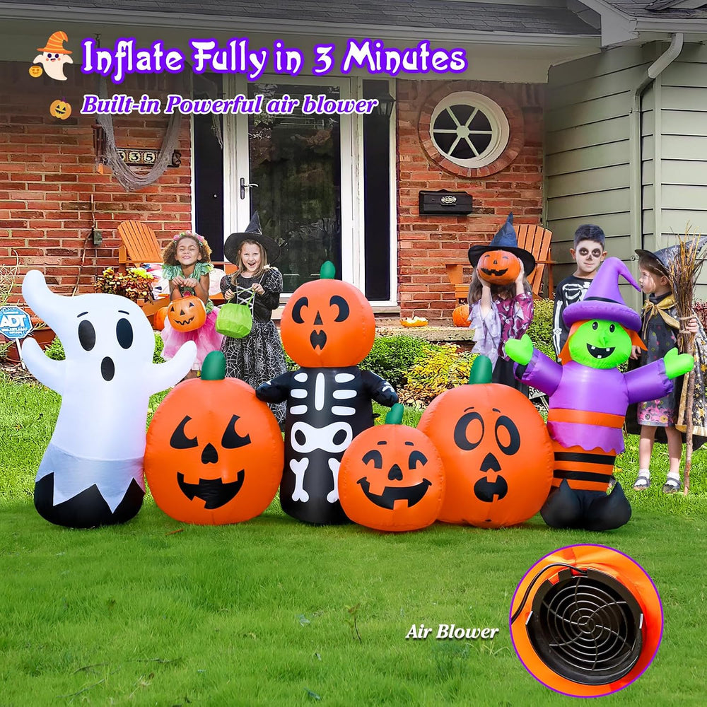 8 ft Halloween Inflatable Pumpkin Outdoor Decoration, Large Blow Up Witch, Gh...