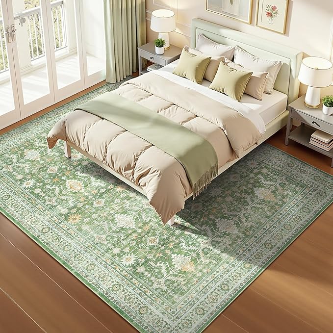 Lofus 9x12 Area Rug for Living Room, Light Green Washable Area Rugs - Image 2