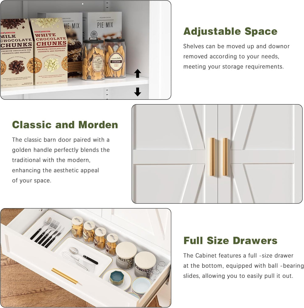 COFaR Metal Storage Cabinet, Farmhouse Storage Cabinet with 2 Doors and 4 Adj...