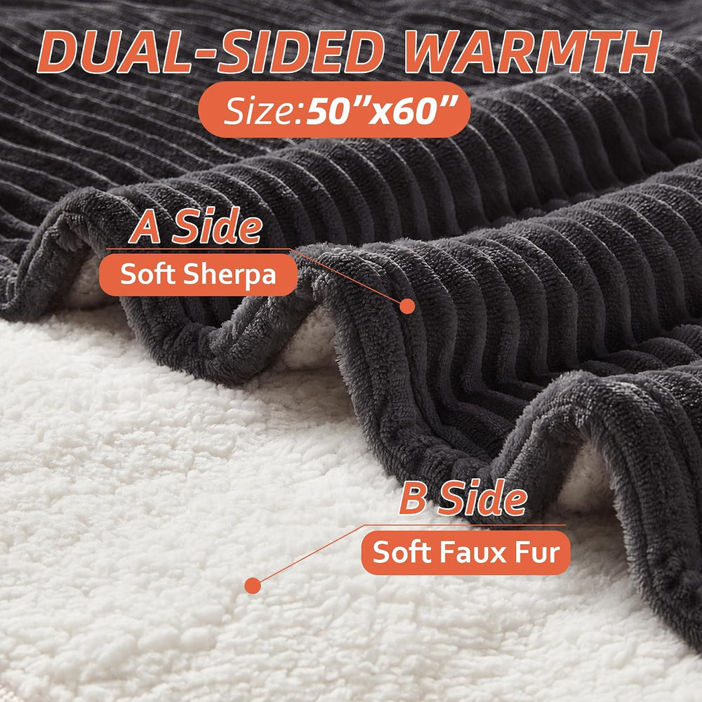 Electric Heated Blanket,50"x60" Heating Throw Flannel Grey