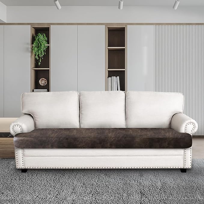 Leather Look Couch Cushion Covers Sofa Seat Slipcovers Sets Couches Furniture - Image 3